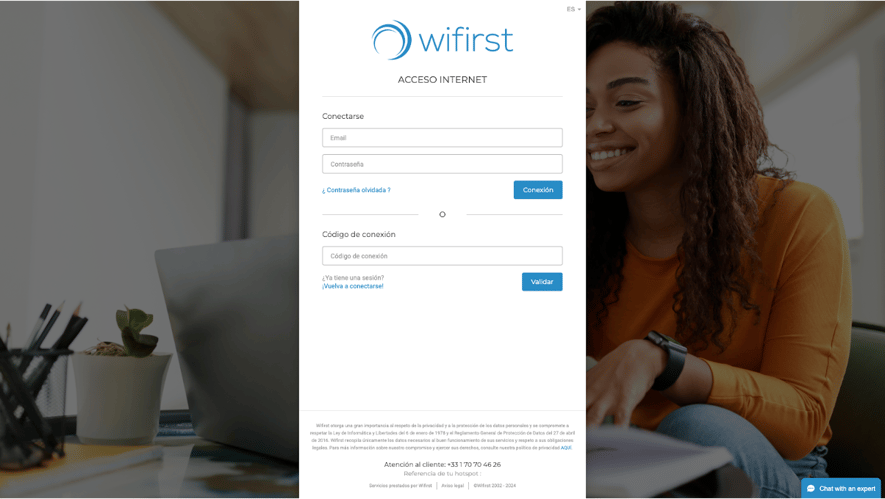 Quiero acceder a la red Wifirst con un codigo de conexion 1